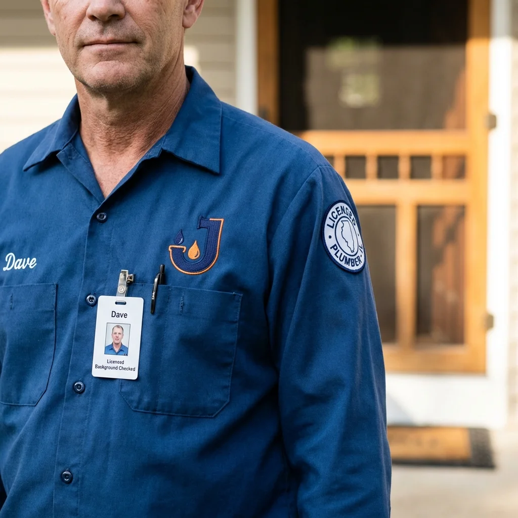 Licensed plumber showing ID badge in Nazareth, PA