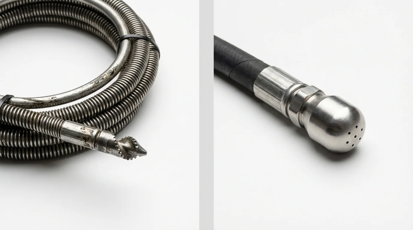 Drain snake cable and hydro jetting nozzle used for drain cleaning in Nazareth, PA