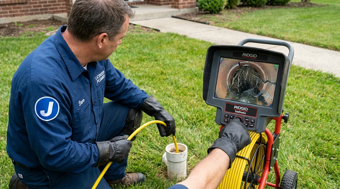 Sewer camera inspection being performed by Johns Plumbing LLC in Nazareth